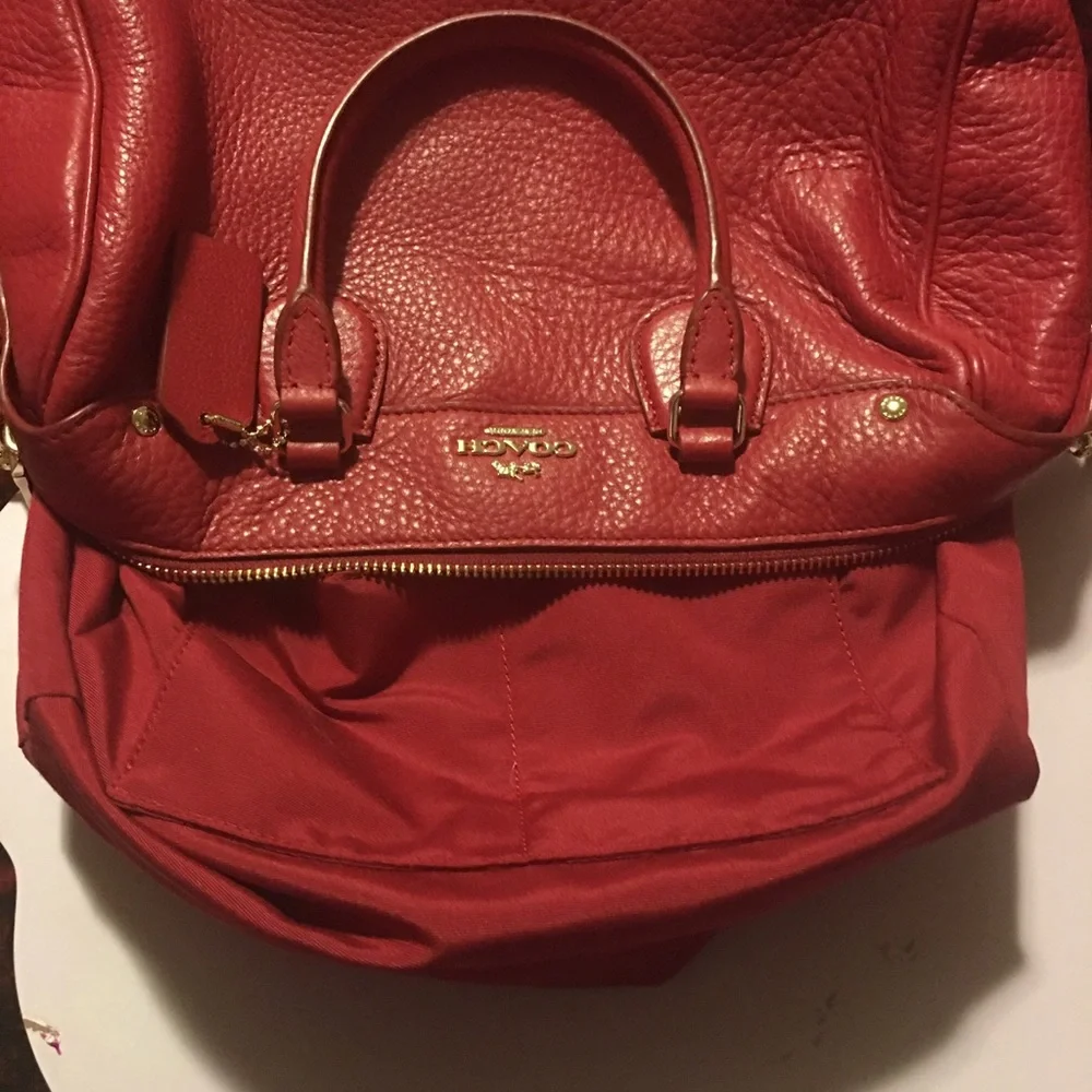 Coach Red Leather Satchel Crossbody Bag